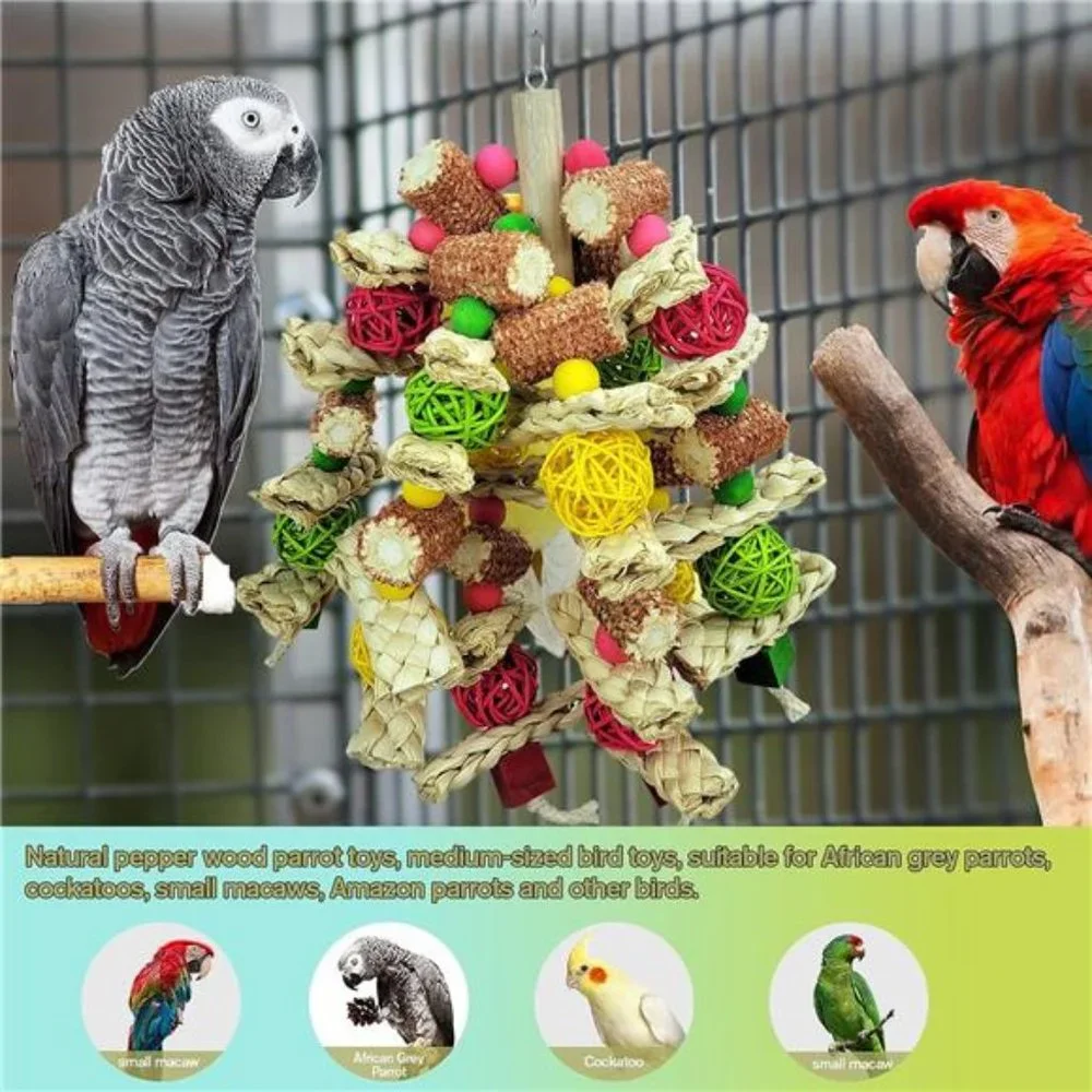Parrot Toys, Natural Corn cob Bird chew Toys for Small and Medium-Sized Macaws